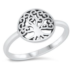 Sterling Silver Tree of Life Ring 11mm 925 Fashion